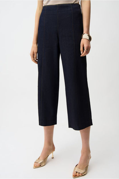 Joseph Ribkoff Exposed Side Zip Culotte Jeans - Dark Denim Blue