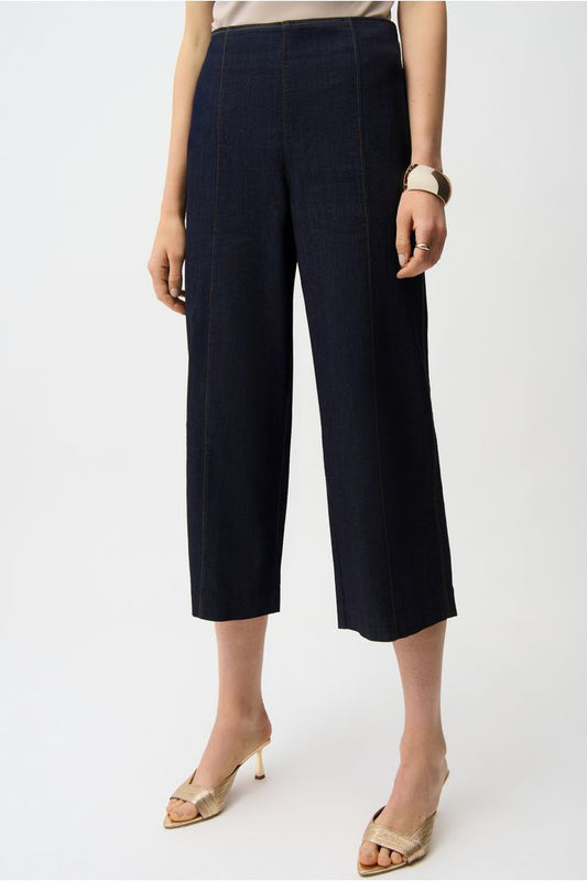 Joseph Ribkoff Exposed Side Zip Culotte Jeans - Dark Denim Blue