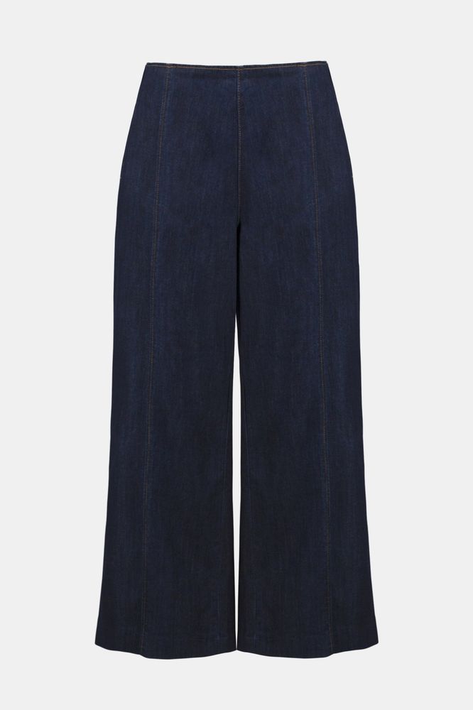 Joseph Ribkoff Exposed Side Zip Culotte Jeans - Dark Denim Blue