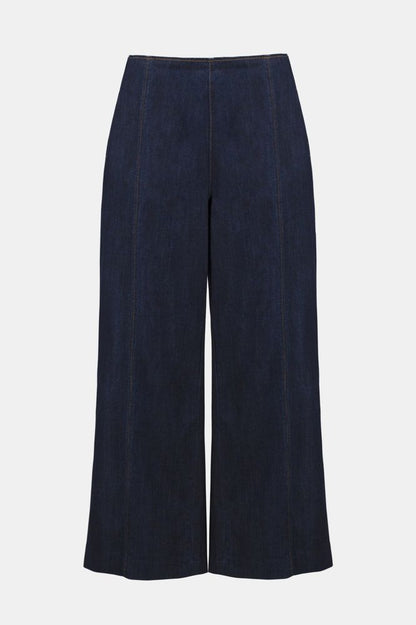 Joseph Ribkoff Exposed Side Zip Culotte Jeans - Dark Denim Blue