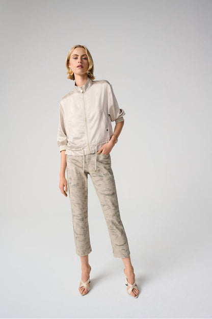 Joseph Ribkoff Abstract Print Slim Crop Jeans - Taupe/Gold