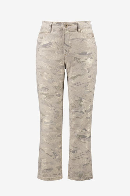 Joseph Ribkoff Abstract Print Slim Crop Jeans - Taupe/Gold