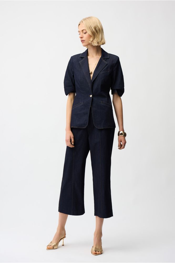 Joseph Ribkoff Denim Fitted Blazer - Dark Denim Blue
