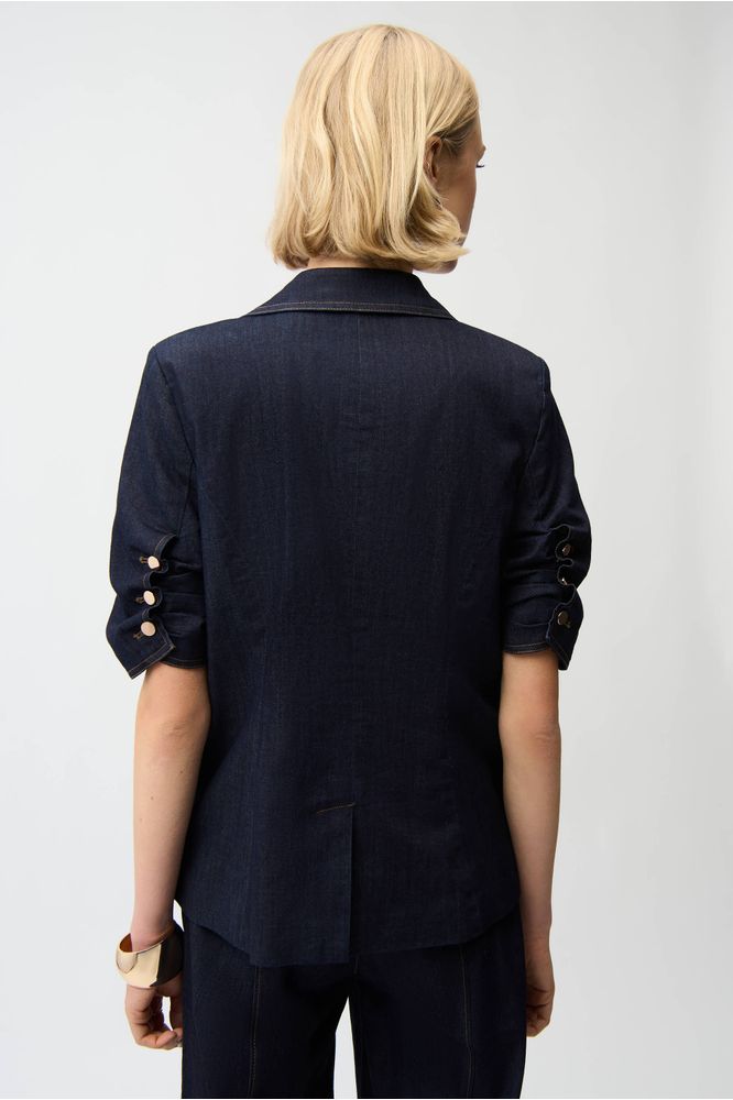 Joseph Ribkoff Denim Fitted Blazer - Dark Denim Blue