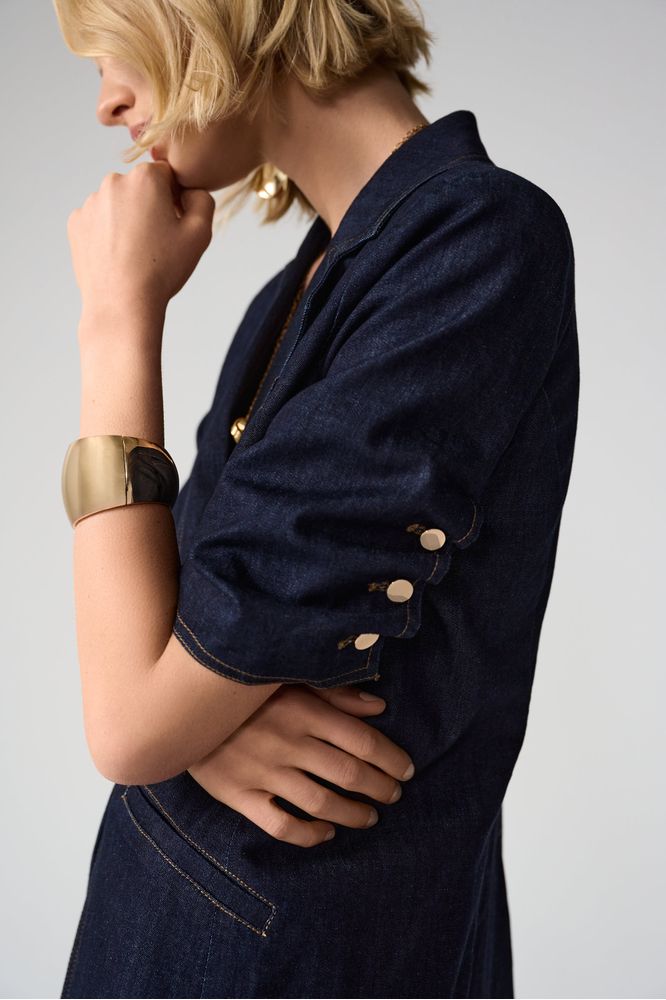 Joseph Ribkoff Denim Fitted Blazer - Dark Denim Blue