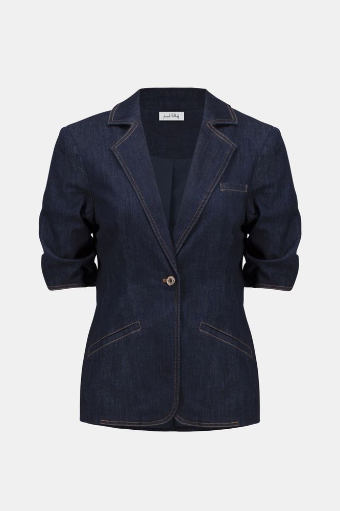 Joseph Ribkoff Denim Fitted Blazer - Dark Denim Blue
