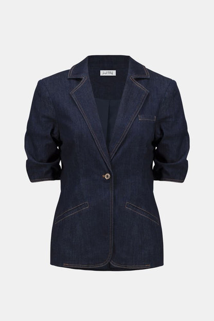 Joseph Ribkoff Denim Fitted Blazer - Dark Denim Blue