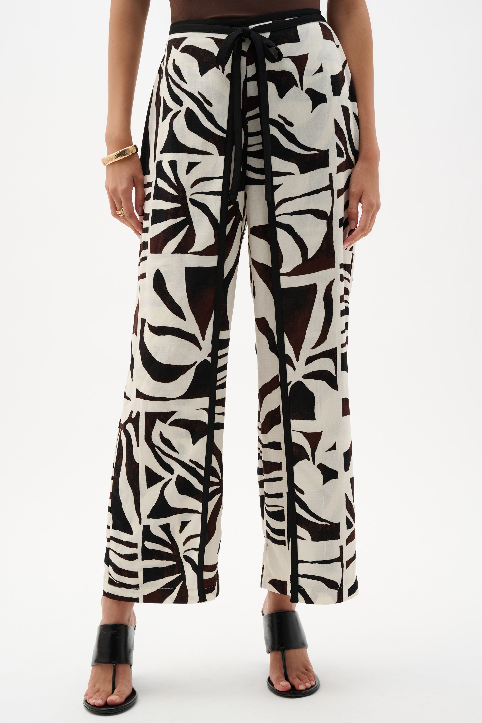 Joseph Ribkoff Tropical Print Wide Leg Beige/Multi