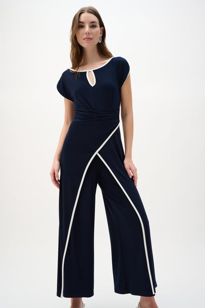 Joseph Ribkoff Culotte Jumpsuit Midnight Blue/Vanilla