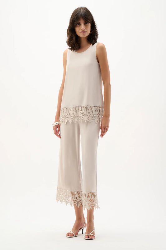 Joseph Ribkoff Lace Hem Top- Moonstone