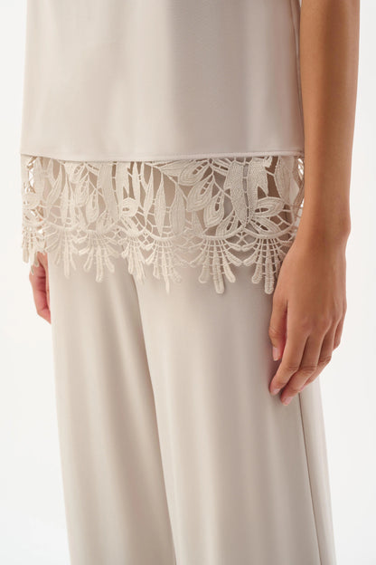 Joseph Ribkoff Lace Hem Top- Moonstone