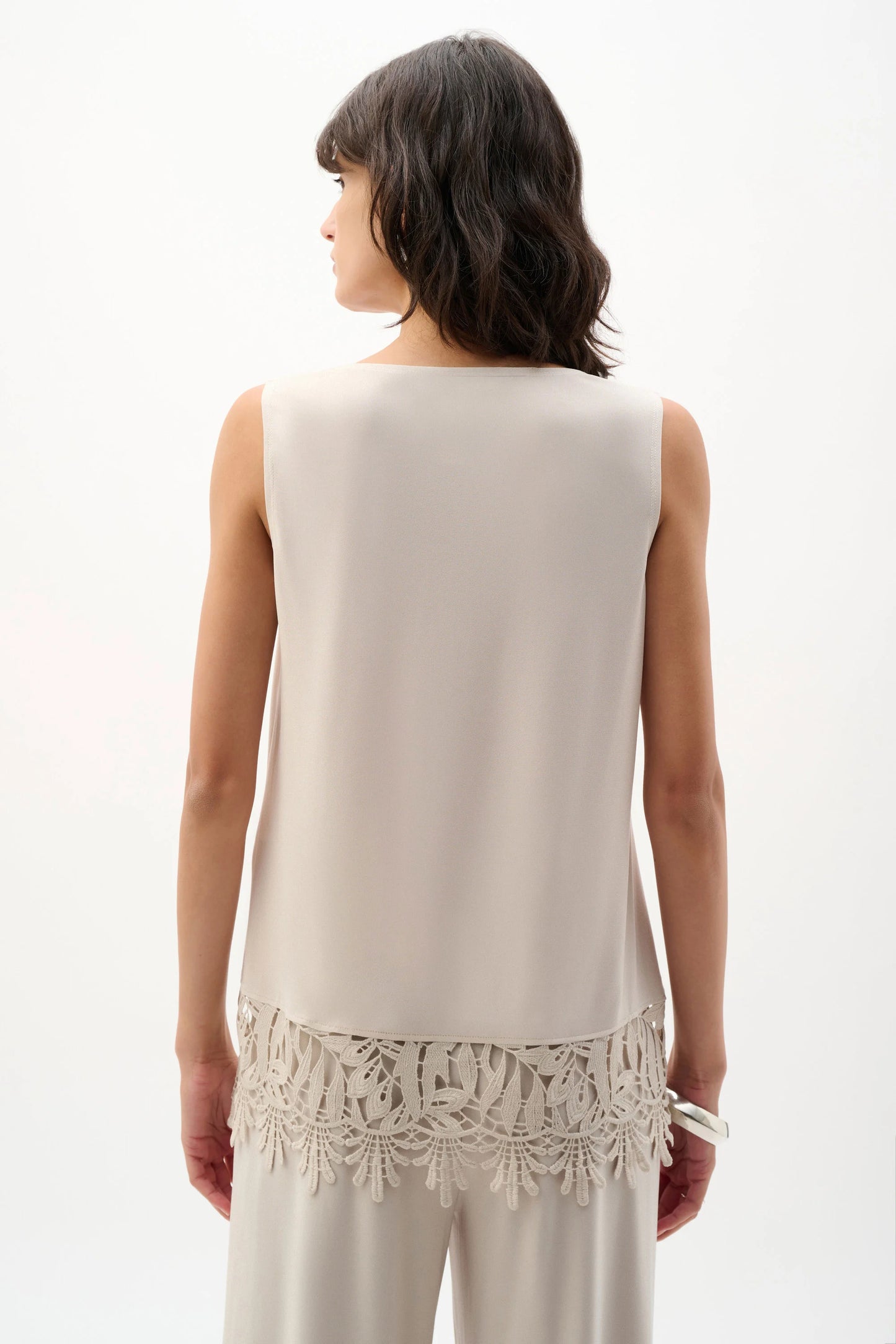 Joseph Ribkoff Lace Hem Top- Moonstone