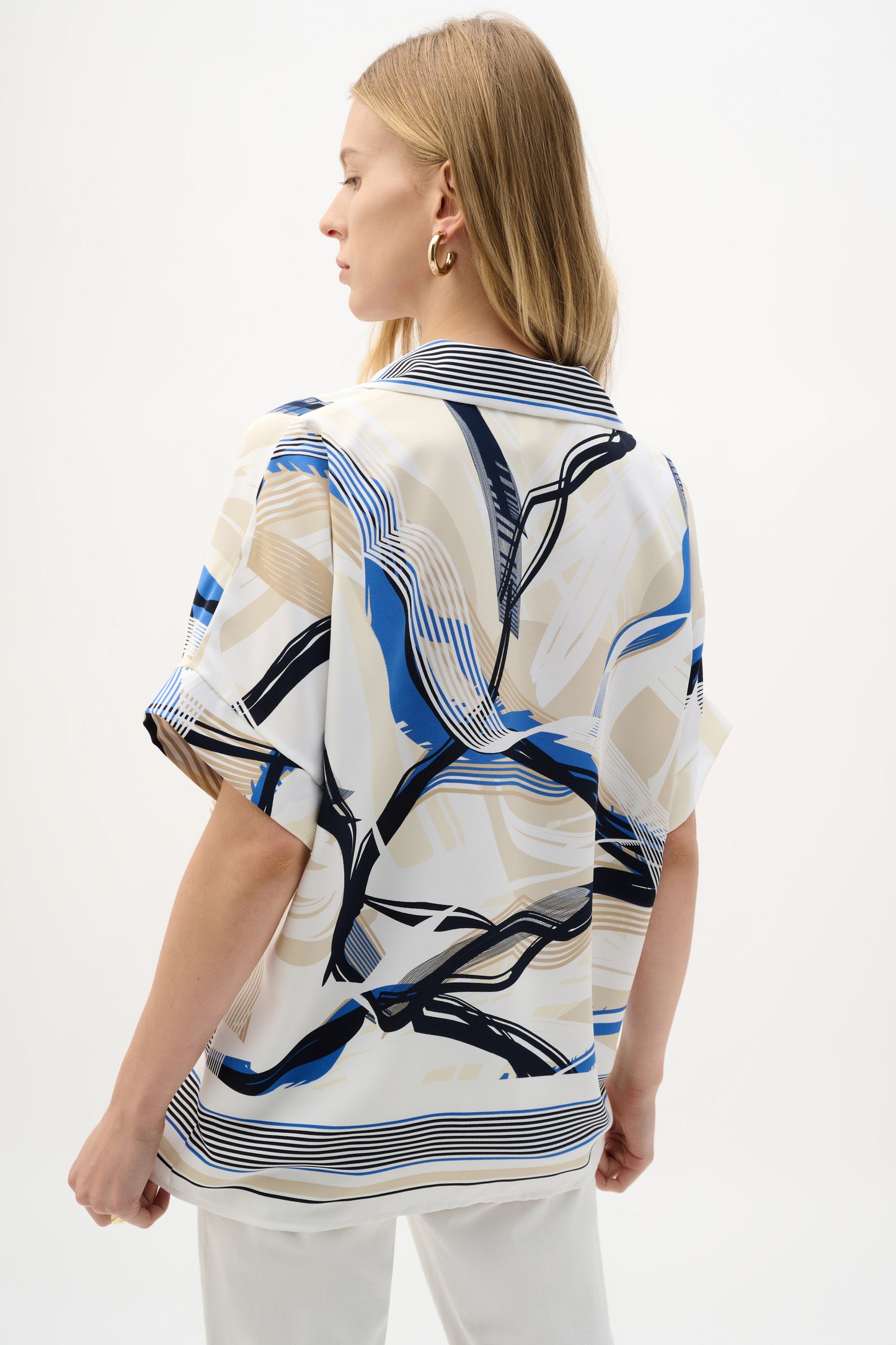 Joseph Ribkoff Abstract Print Boxy Top Vanilla/Multi
