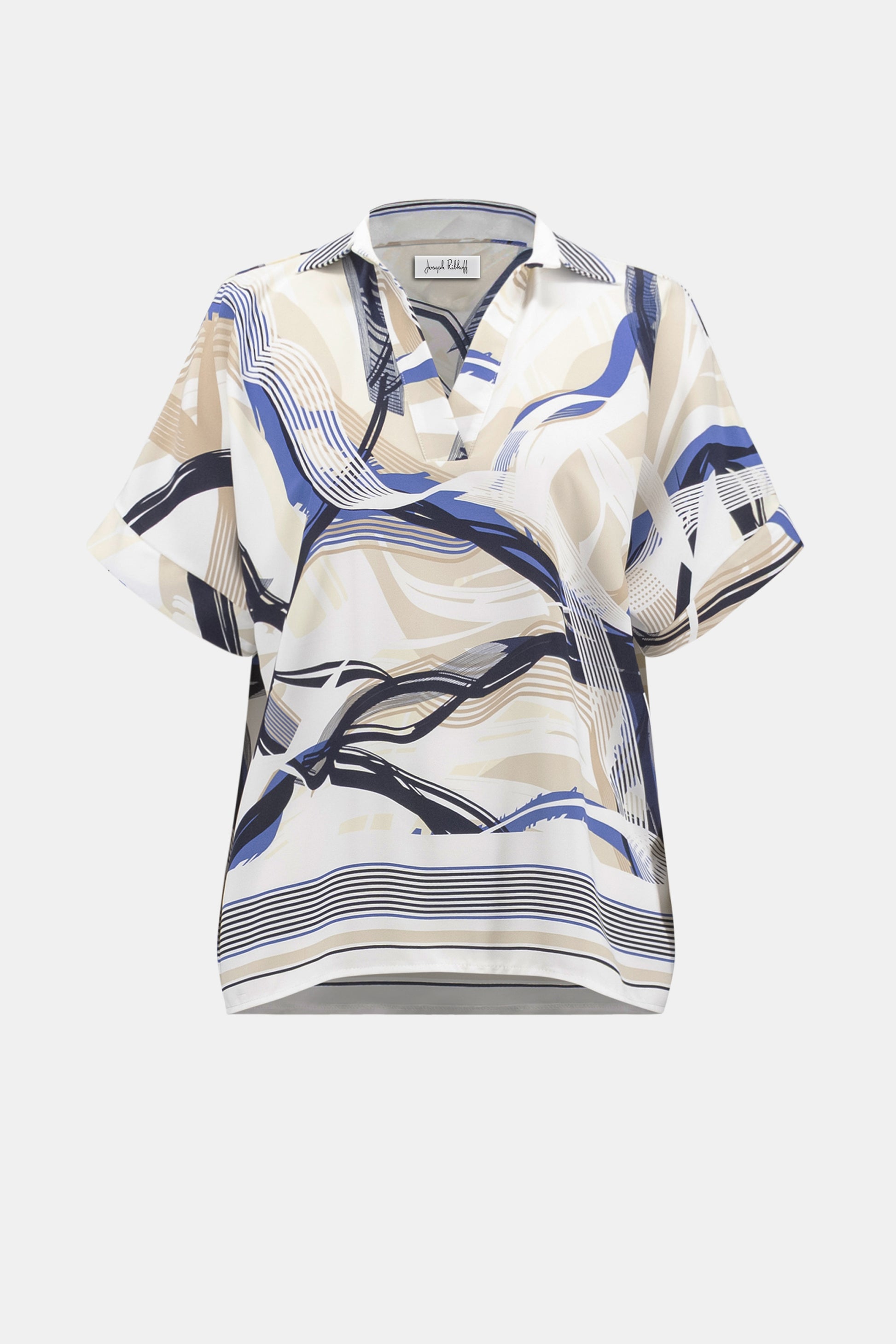 Joseph Ribkoff Abstract Print Boxy Top Vanilla/Multi
