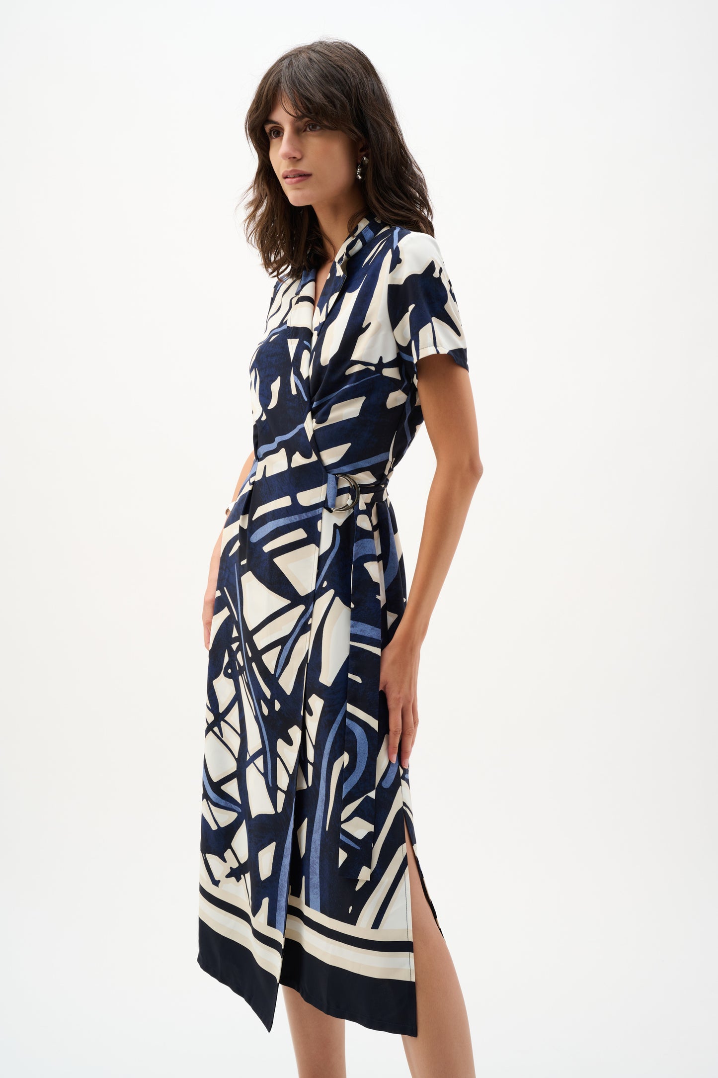 Joseph Ribkoff  Abstract Print Shirt Dress Vanilla/Multi