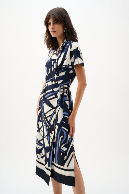 Joseph Ribkoff  Abstract Print Shirt Dress Vanilla/Multi