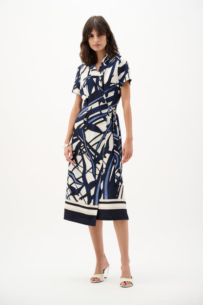 Joseph Ribkoff  Abstract Print Shirt Dress Vanilla/Multi