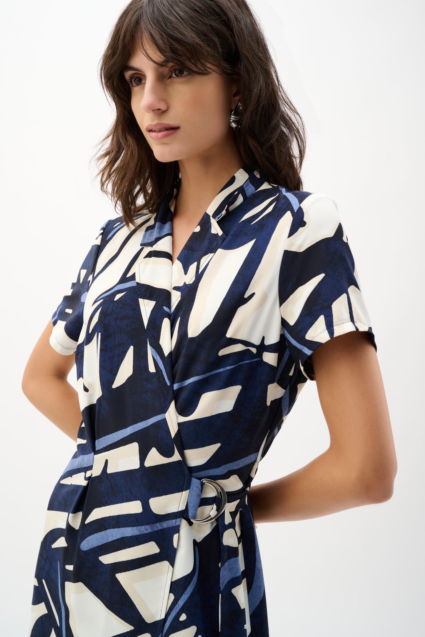 Joseph Ribkoff  Abstract Print Shirt Dress Vanilla/Multi