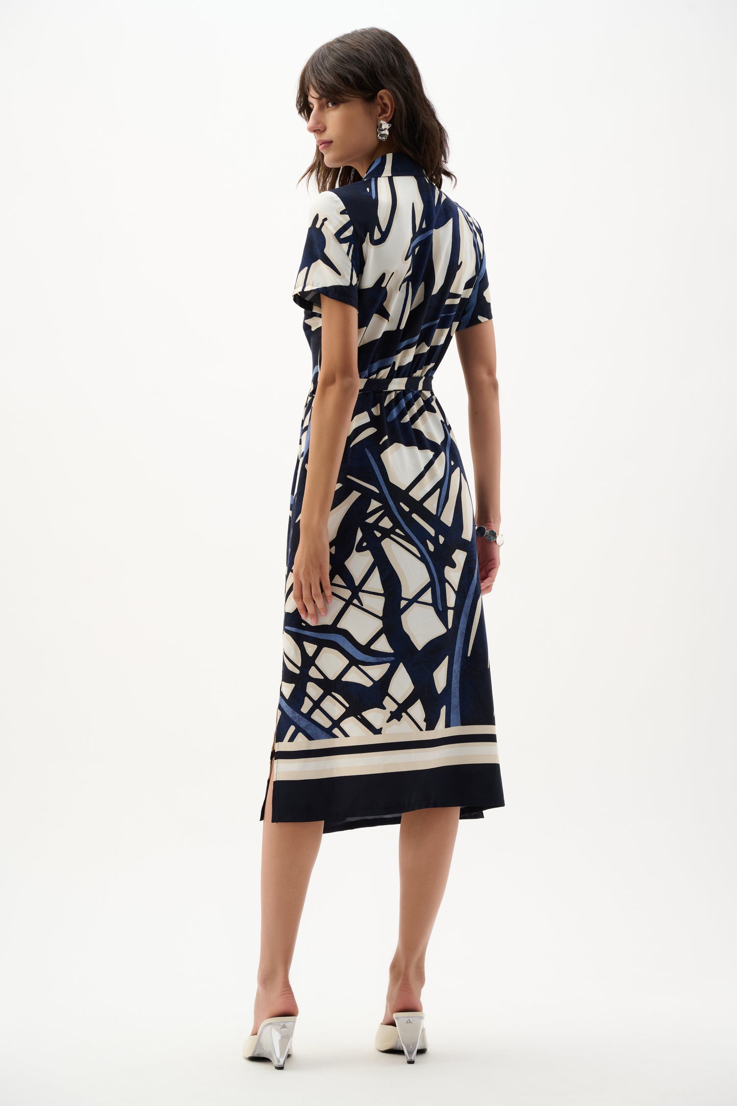 Joseph Ribkoff  Abstract Print Shirt Dress Vanilla/Multi