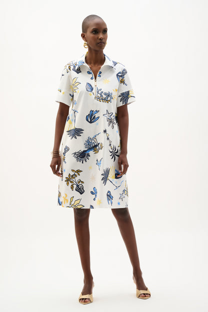 Joseph Ribkoff Tropical Print Dress Vanilla/Multi