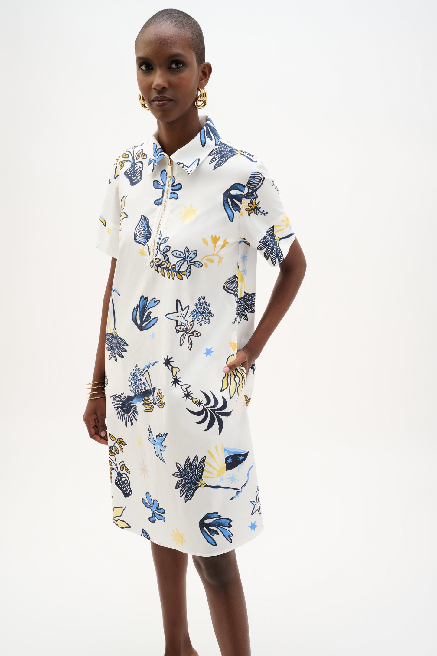 Joseph Ribkoff Tropical Print Dress Vanilla/Multi
