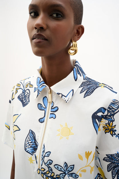 Joseph Ribkoff Tropical Print Dress Vanilla/Multi