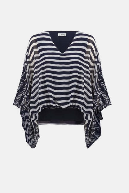 Joseph Ribkoff Chiffon Print Poncho Midnight Blue/Vanilla