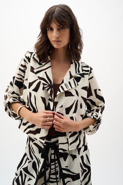 Joseph Ribkoff Tropical Print Boxy Blazer Beige/Multi