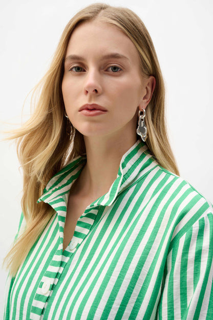 Joseph Ribkoff Woven Stripe Jacket-Green/Vanilla