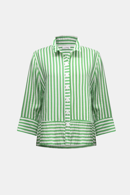 Joseph Ribkoff Woven Stripe Jacket-Green/Vanilla