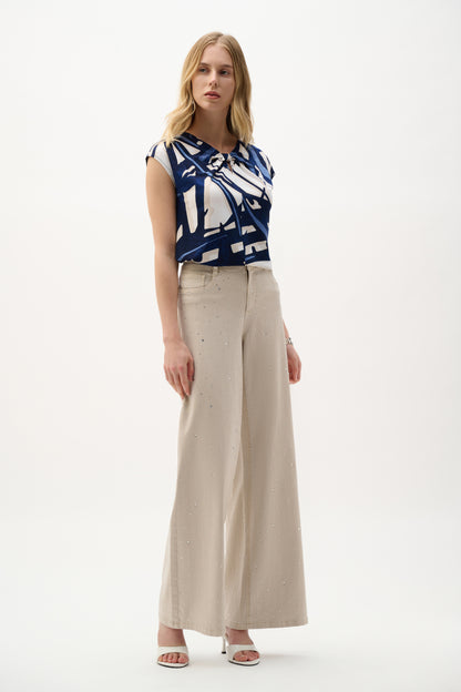 Joseph Ribkoff Abstract Print Top - Vanilla/Multi