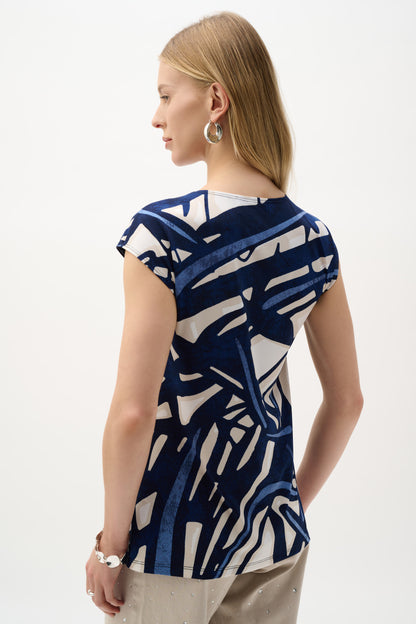 Joseph Ribkoff Abstract Print Top - Vanilla/Multi