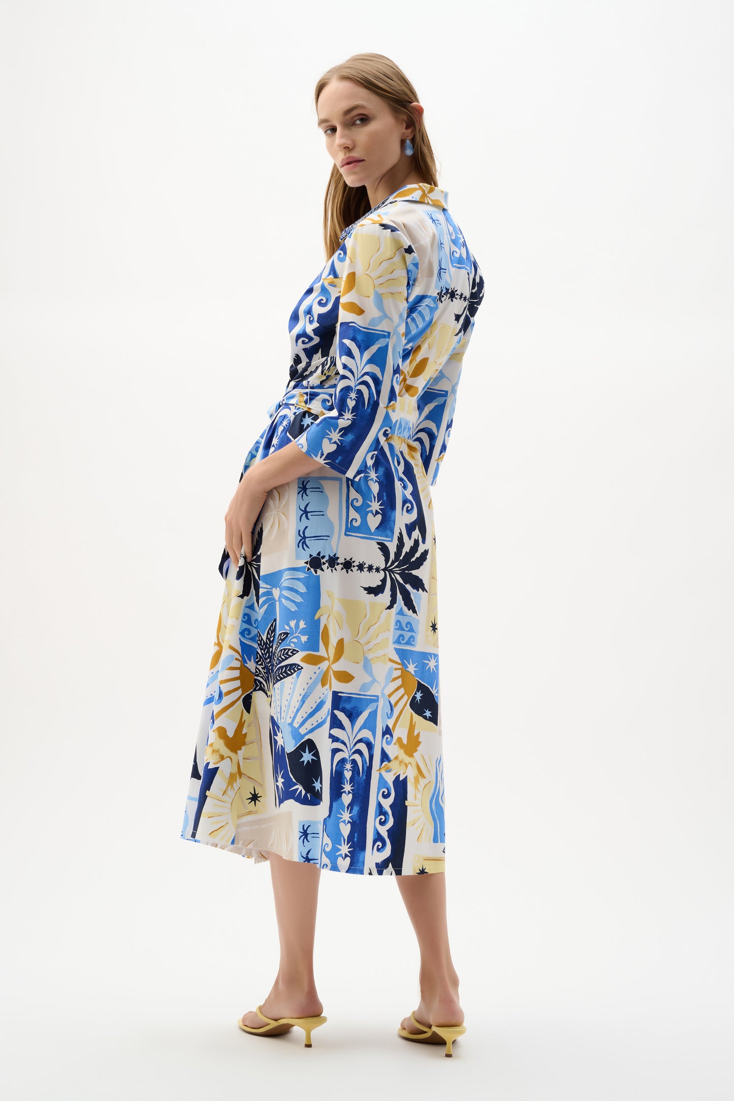 Joseph Ribkoff Tropical Print Wrap Dress Vanilla/Multi