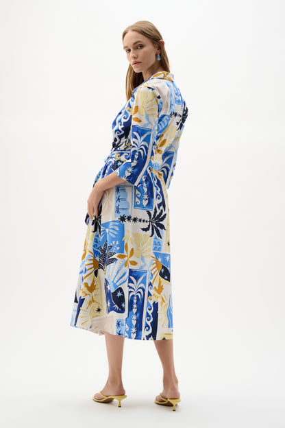 Joseph Ribkoff Tropical Print Wrap Dress Vanilla/Multi