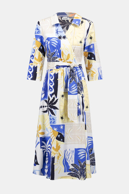 Joseph Ribkoff Tropical Print Wrap Dress Vanilla/Multi