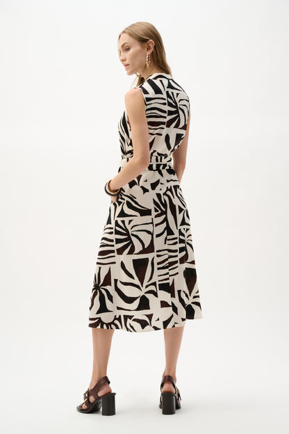 Joseph Ribkoff Tropical Print Wrap Dress Beige/Multi