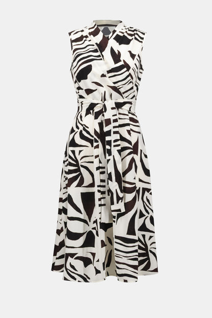 Joseph Ribkoff Tropical Print Wrap Dress Beige/Multi