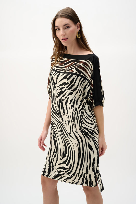 Joseph Ribkoff Animal Print Straight Dress Beige/Multi