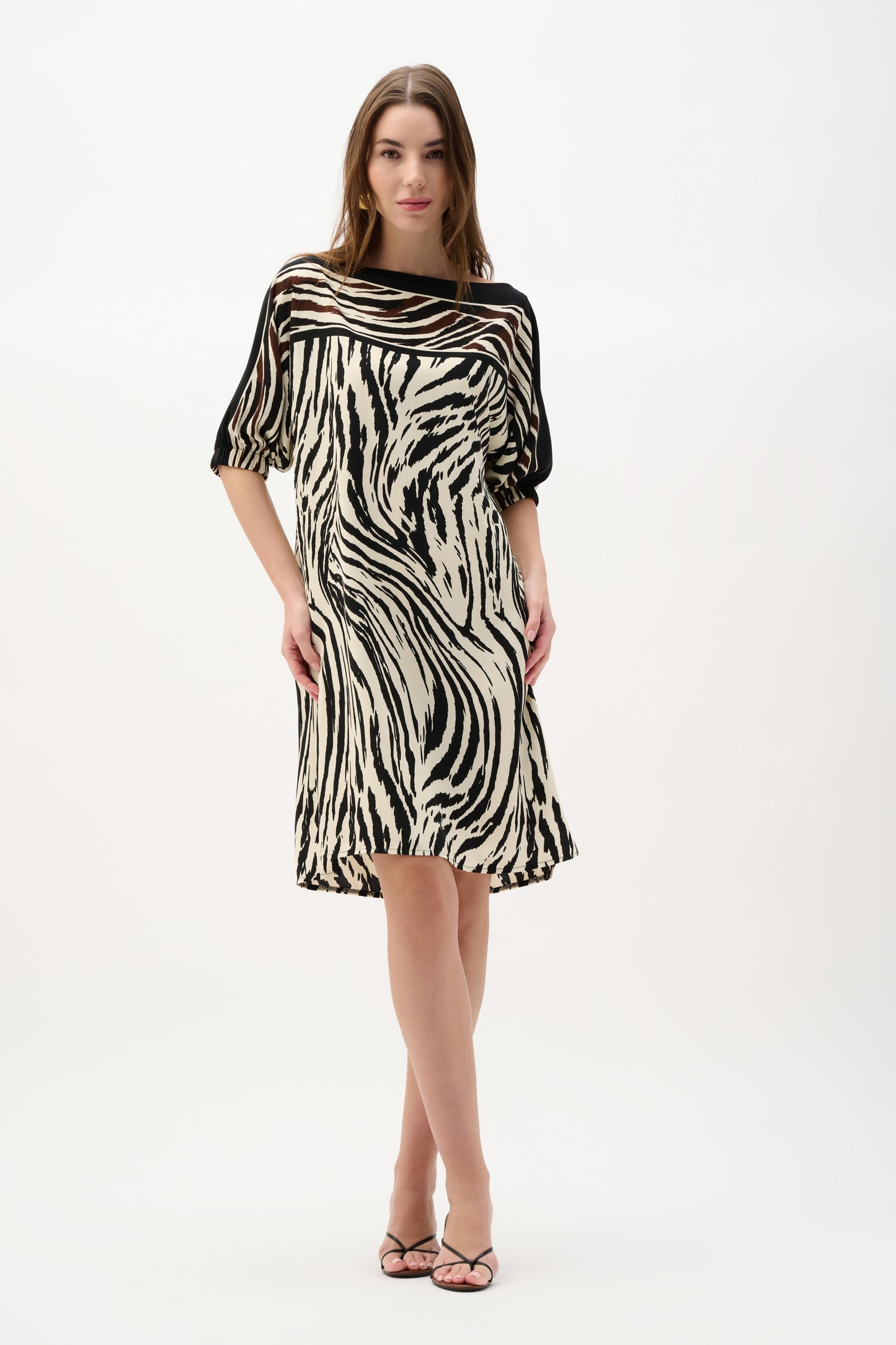 Joseph Ribkoff Animal Print Straight Dress Beige/Multi