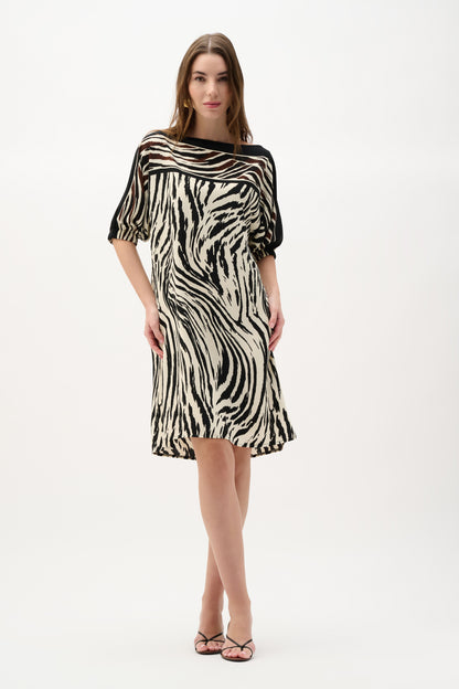 Joseph Ribkoff Animal Print Straight Dress Beige/Multi