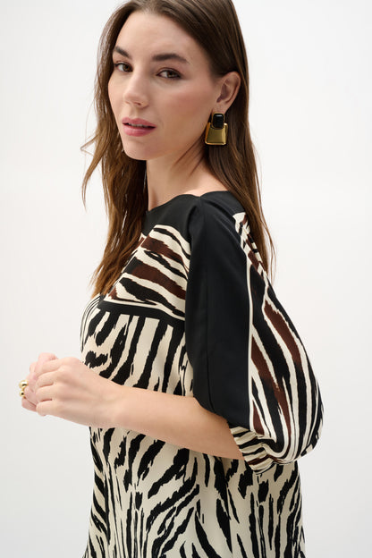 Joseph Ribkoff Animal Print Straight Dress Beige/Multi