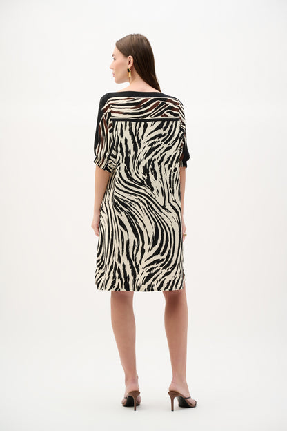 Joseph Ribkoff Animal Print Straight Dress Beige/Multi
