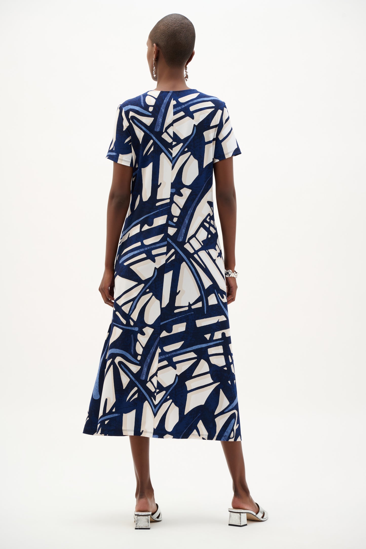 Joseph Ribkoff Abstract Print Trapeze Dress -Vanilla/Multi