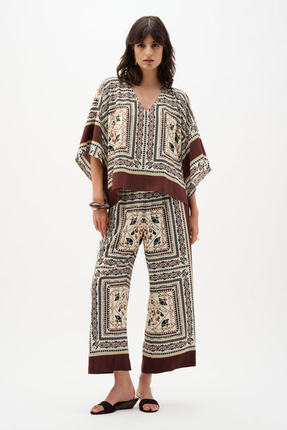 Joseph Ribkoff  Printed Poncho Top Beige/Multi