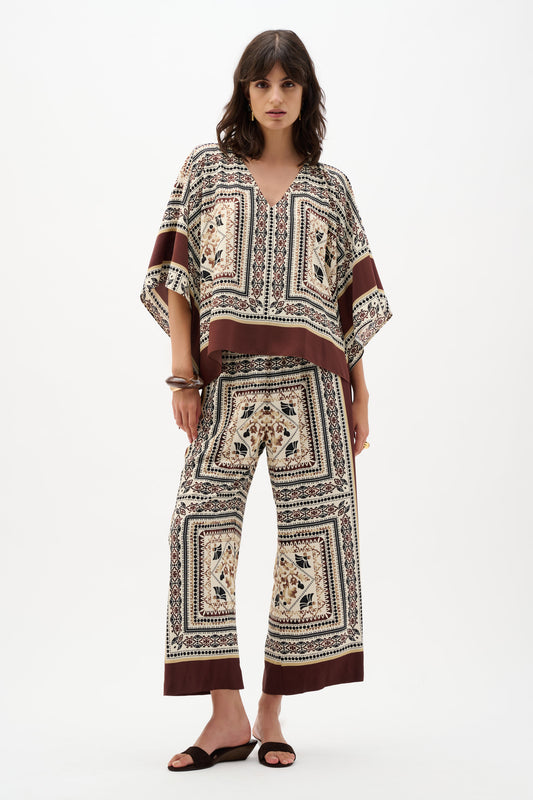 Joseph Ribkoff  Printed Poncho Top Beige/Multi