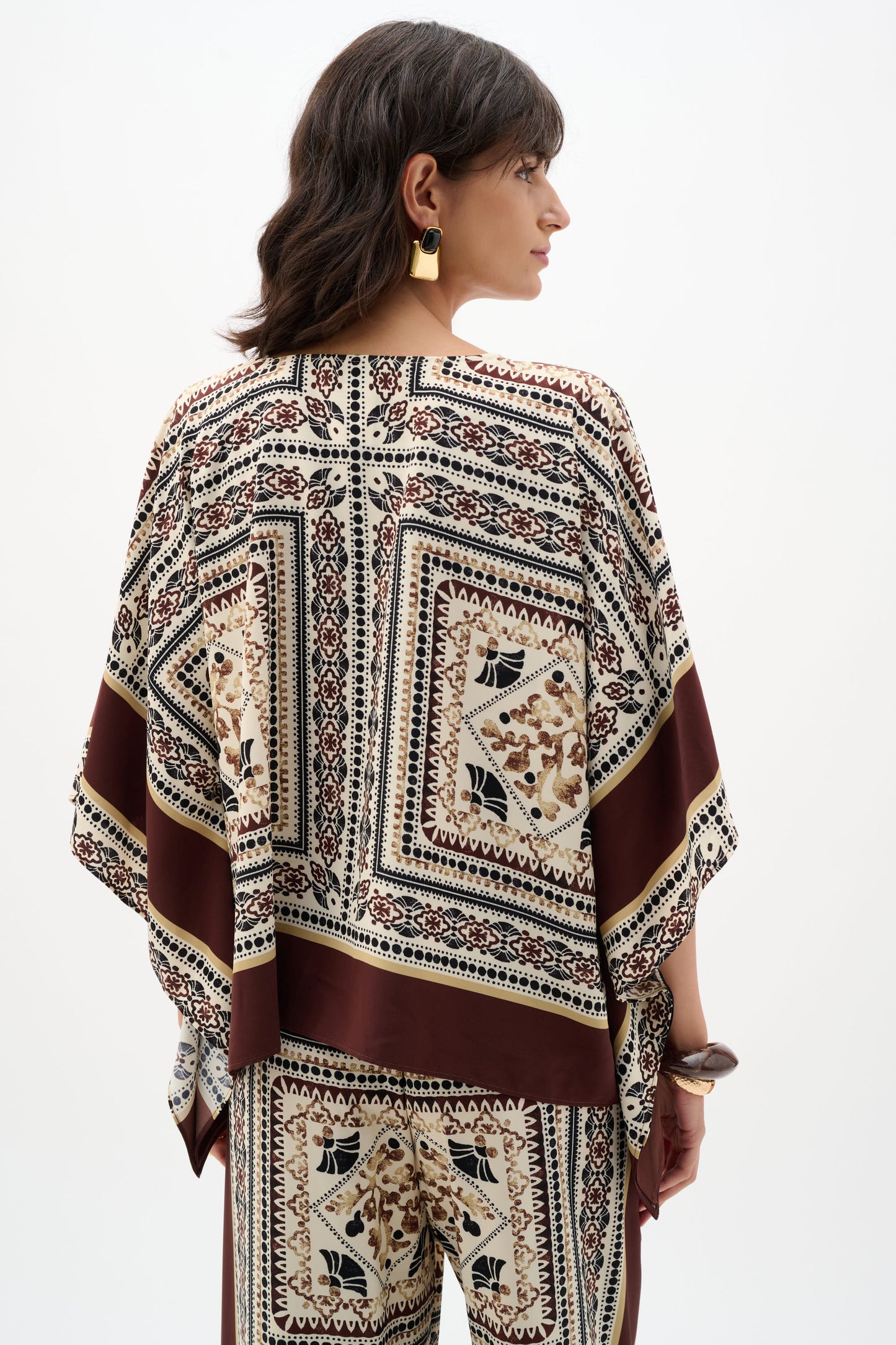 Joseph Ribkoff  Printed Poncho Top Beige/Multi