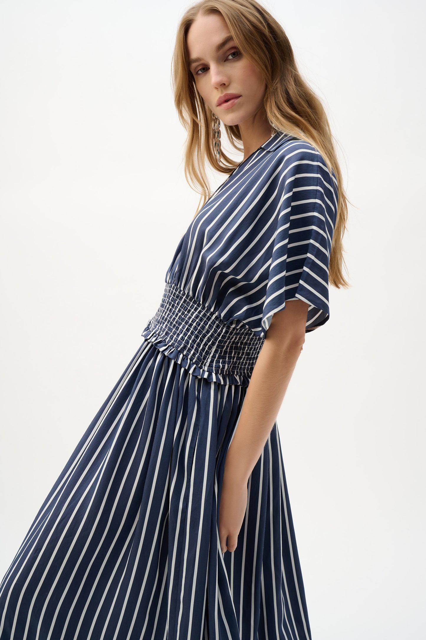 Joseph Ribkoff Poplin Stripe Dress Blue/White