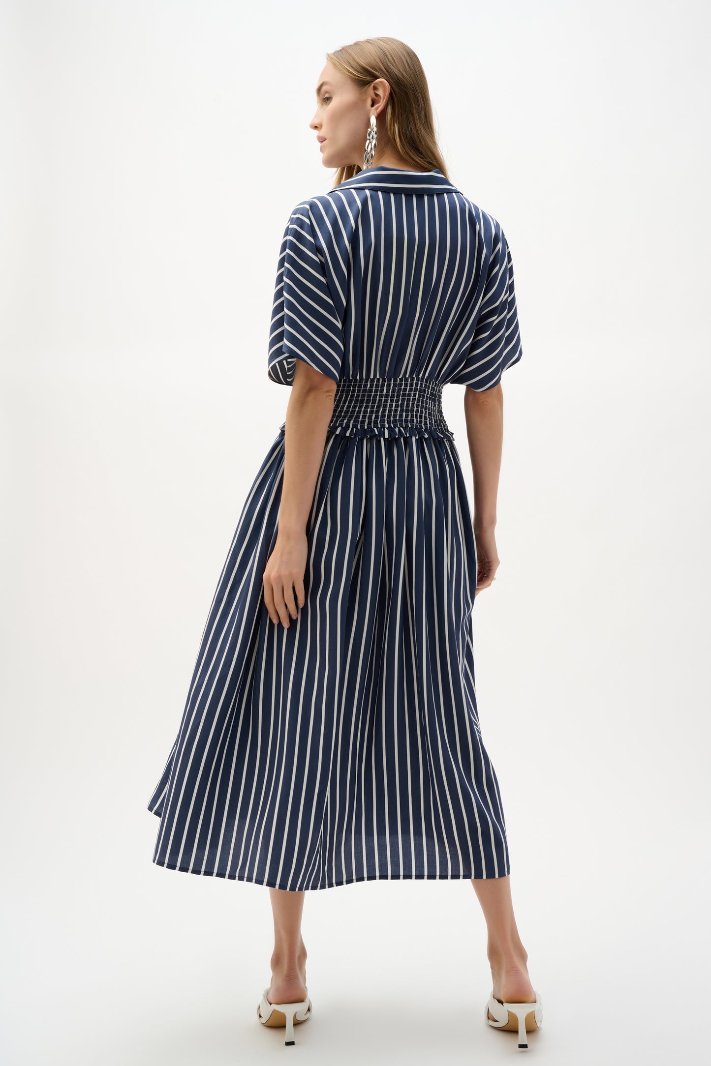 Joseph Ribkoff Poplin Stripe Dress Blue/White