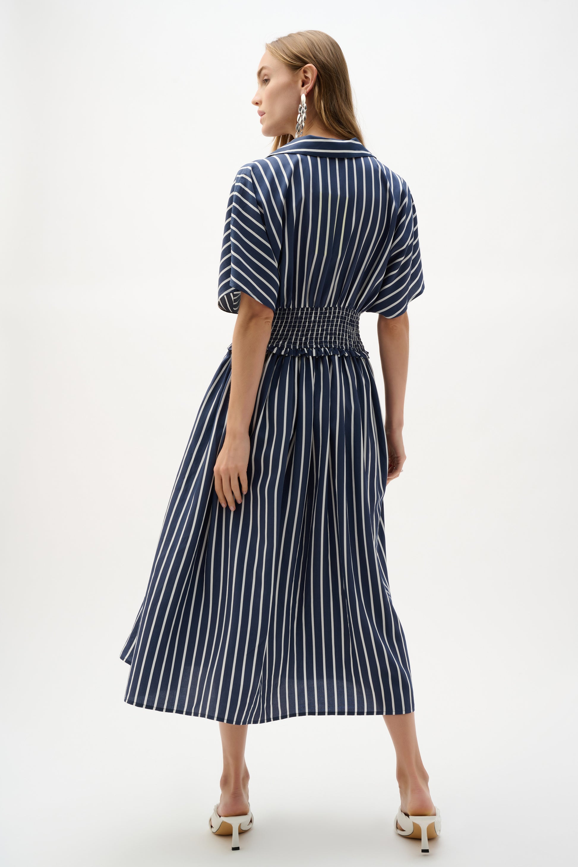 Joseph Ribkoff Poplin Stripe Dress Blue/White