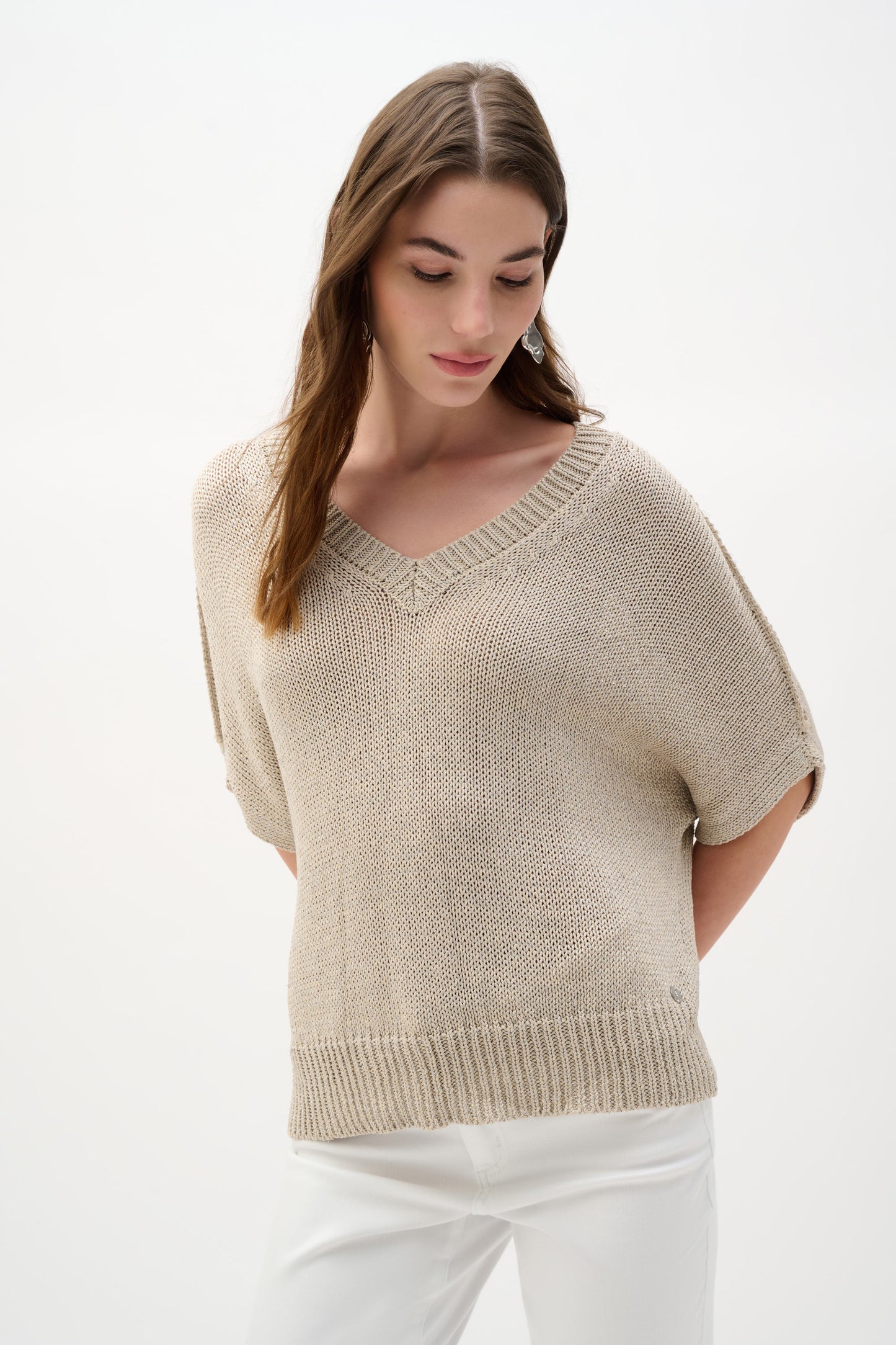 Joseph Ribkoff Relaxed Knit Lurex Sweater Moonstone